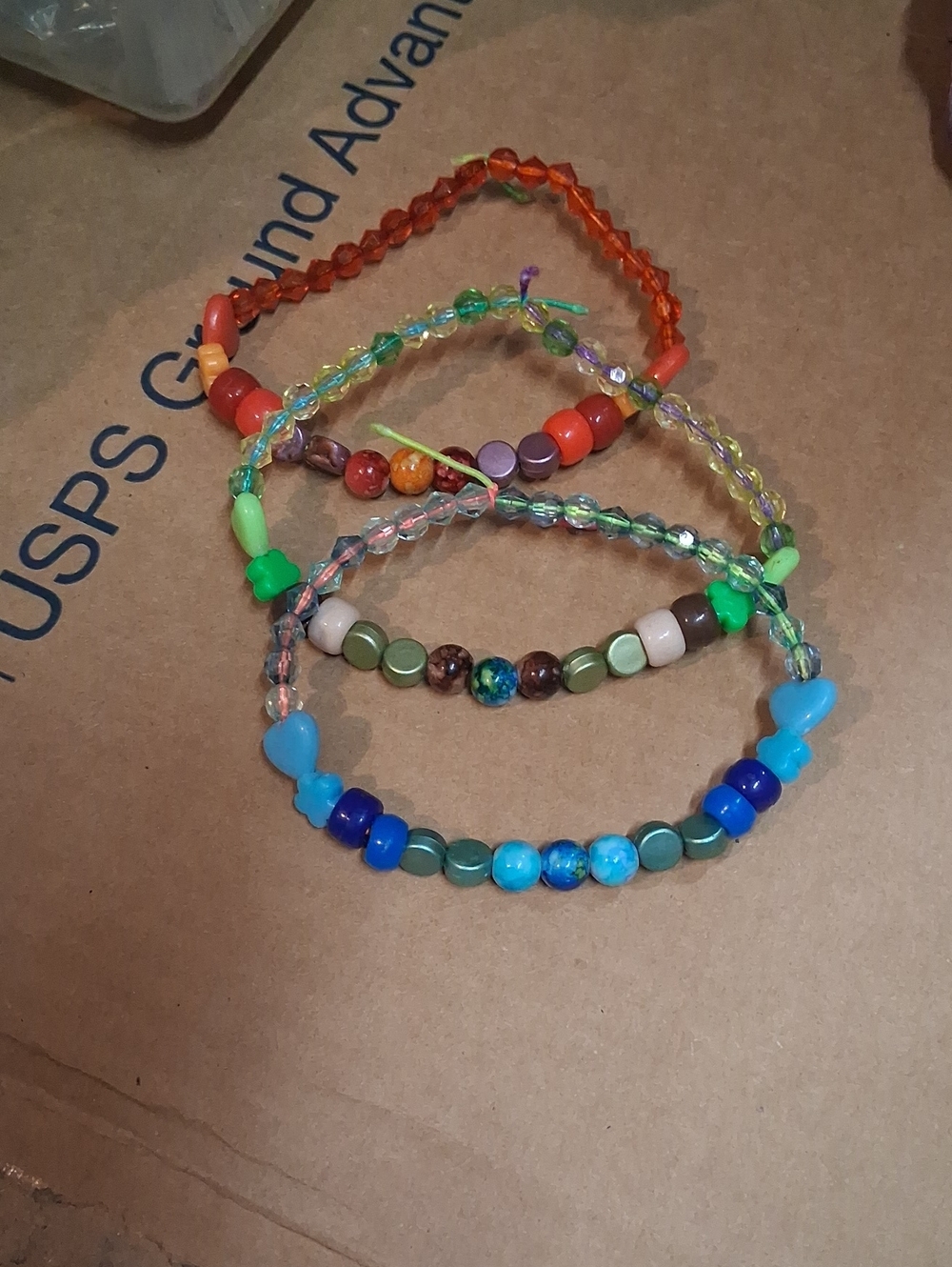 MY SON'S HANDCRAFTED ELEMENTAL BEADED BRACELETS FIRE